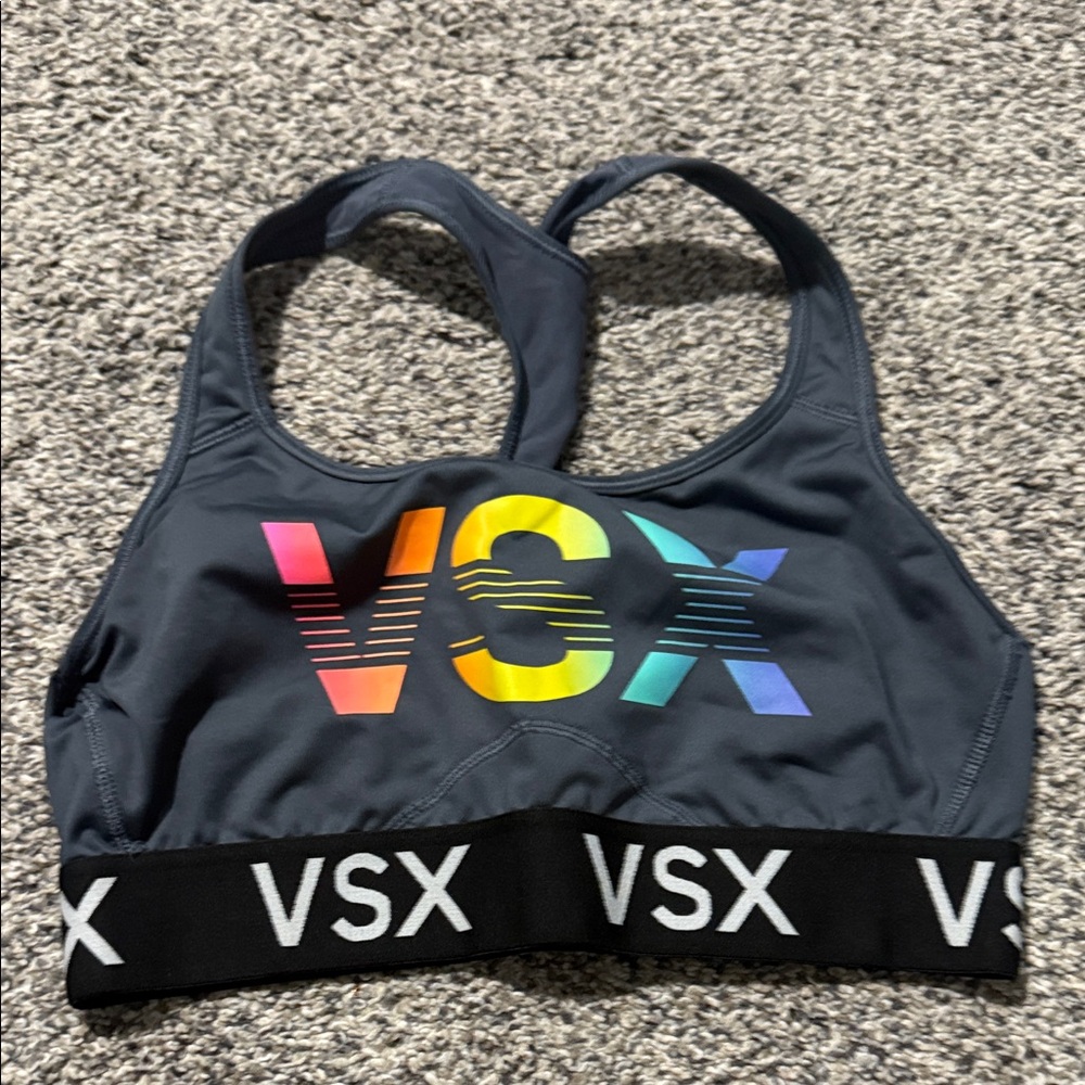 VSX Gray Sports Bra with Rainbow Logo